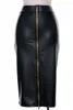 Dresses Sexy Xxs8xl Black Leather Pencil Skirt for Woman Saias Lapis Curta Women Casual High Waist Front Zipper Midi Skirts