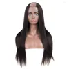 Lanqi Pelucas de cabello brasileño Light Yaki Straight Human U Part Peluca para mujeres Non-remy 180% Density