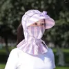 ワイドブリム帽子安全な夏のファンハット幾何学的なプリント女性キャップサンシェードガーデニング屋外アンチUVに乗る