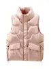 여성용 조끼 여성들은 재킷 자켓 겨울 따뜻한 가벼운 단색 느슨한 지퍼 양복 조끼 주머니가있는 가을 겉옷