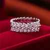 Полоса Rings Luxury Женский белый хрустальный кольцо обетовать