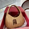 Top Rattan Weaving Beach Bag Crossbody Bags Summer Wicker Straw Bags Leather Handmade Shoulder Bags Designer Vegetable Basket Large Capacity Tote Lady Travel Purse