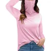 T-shirts pour femmes Graphique Mode pour femmes Masque anti-poussière Col haut Manches longues Solide T-shirt Top Esthétique Féministe Chemise Femme Y2k Tops
