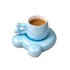 Muggar Toppklass INS Ceramic Coffee Cup and Saucer Set Återanvändbar härlig frukost Tea Milk Espresso Mug Gift Home Restaurant El Use