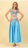 Scene Wear 3 -stycken Set Women Belly Dance Costume Ladies National Dancing Slitkjolar Performance (BRA BLE KOT)