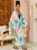 Kimono dla kobiet dla kobiet pokrywka plażowa luźne strój kąpielowy plażowy strój kąpielowy Sarong Kaftan Bikini Sukienka Maxi