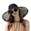 Cappelli a tesa larga Cappello a bacinella Pieghevole Donna Estate Tinta unita Stampa Protezione solare Accessori per costumi da pescatore che toccano la pelle