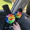 Novo lindo desenho animado de pelúcia flores de sol caixa de lenços de carro encosto de cabeça suporte de torre de papel viseira automática organizador para pendurar estilo acessórios para carro