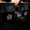 Nuevo 1 paquete de diamantes de imitación corona Protector de asiento de coche Kick Mat resistente Auto fundas traseras de asiento con bolsillos contra arañazos de polvo y barro