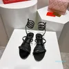 designer sandals ladies fashion snake print metal ankle strap wrap flat open toe casual shoes summer outdoor large size