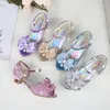 Sandals Girls Sandals Bow Latin Dance Shoes 5-13 Years Old Children Sandalias Summer High Heel Princess Shoes Kids Sandals 230531