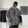 Men'S Hoodies Sweatshirts Mens Autumn Korean Version Of The Solid Color Sweater Trend Wild Hooded Thick Coat Loose Longsleeved Dro Dhltg