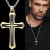 Hanger Kettingen Mode Heren Twee Kleuren Roestvrij Stalen Kruis Ketting Hip Hop Ketting voor Mannen Roestvrij Stalen Sieraden Halloween Party Gift J230601