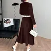 Casual Jurken 2023 Herfst Kleine Geur Set Rok Corduroy Panelen Lace Top Tweedelige Jurk Vrouwen Maxi Voor Techwear