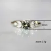 Band Rings Delicate Women Wedding Ring Olive Green Round Zircon with Leave Shape Elegant Gold Color Girl Gift Trendy Jewelry