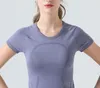 Lu Align Lu Sport T-shirts Yoga Lady Fitness Kort ärm Running Top Lady Jogging Snabbt Tech Quick Dry Outdoor Shirt Woman Tee Gym Swift Speed ​​Vest