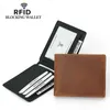 Gros personnalisé RFID Bifold crazy horse hommes porte-carte mince portefeuilles en cuir véritable