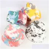 Stingy Brim Hats Fashion Summer Tie Dye Bucket Hat Visor Rainbow Color Men Women Cotton Flat Sun Fisherman Suncap Outdoor Sunsn Drop Dhe8X