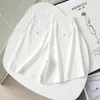 Shorts Maxdutti Sommer England Indie Folk Mode Shorts Frauen Einfach solide hohe Taillen Leinen Short Feminino Casual Bermuda Frauen kurz