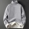 Męskie swetry moda 3D wycinanie polaru podszewka mężczyzn zagęszczenie ciepłe, szczupłe dzianiny do roboty sweter