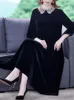 Robes décontractées automne hiver velours Vintage Maxi robe pour femmes élégant noir à manches longues bal mode coréenne soirée Vestidos De