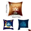 Taie d'oreiller 40 Styles Ramadan Accueil Er Islamique Fantastique Colorf Lumières Canapé Coussin Impression Simple Face Dh1403 Drop Delivery Garden Dhm2C