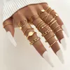 2023 New Trendy 23pcs/Set Gold Plated Shinny Butterfly Rings Sets Massion Knuckle Ring Set