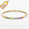 Geometric Multi Shape Colorful Enamel Crystal Diamond Bracelet 5A CZ Round Square Horse Eye Rectangle Rainbow Women Jewelry