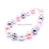 Colliers De Perles Est Conception Strass Boule Collier Cadeau De Fête D'anniversaire Pour Les Tout-Petits Filles Bubblegum Bébé Enfants Chunky Bijoux Drop Dhiz8