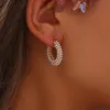 Hoop Huggie Trendy Pearl Jewelry Ladies Christmas Gift Pearl Crystal Filled Round Hoop Earrings For Women Stainless Steel Earring 230531