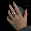 Anelli a grappolo Set di anelli a farfalla con design a torsione irregolare alla moda per accessori da donna per gioielli da donna con dita color argento