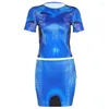 Arbetsklänningar 2023 3D tryckta sommarkläder Kvinnor T Skjortor Sport Running Suits BodyCon Short Kirt Clothing Y2K Topps Set Harajuku