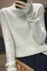 女性用セーター2023女子ウールビーンズ糸セーター秋と冬半分高い首のハイグレードファッションカジュアルルーズウォームプルオーバートップ