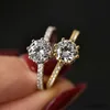 Anelli a fascia carino femminile bianco rotondo cristallo un anello fascino oro giallo colore argento fidanzamento zircone di lusso matrimonio per le donne