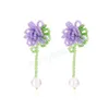 Bohème coloré perle fleur goutte boucle d'oreille pour femmes fille mode Simple Banquet perlé gland balancent boucle d'oreille