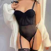 Vrouw Sexy Bodysuit Zwart Mesh Ondergoed Lenceria Teddy Erotische Sexi Intimates See Through Porno Transparante Vrouwelijke Sex Babydolls L230518