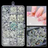 Płyny 15 siatków paznokci biżuteria uroki Zestaw mieszany Aurora Butterfly Flower Love Flat Diamond Pearl Rhinestone Diamond Paznokcie