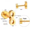 Stud Gold/Sier Color Initial Screw Earring For Women/Girl Trendy 316L Stainless Steel Ear Piercing Jewelry Drop Delivery Earrings Dhnyy