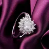 Cluster Ringe Exquisite Kristall Sonne 925 Silber Ring Damen Klassische Mode Hochzeit Verlobung Party Geschenk Anhänger Schmuck