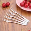 Forks Mini Forfs Dessert Cake Fruit Small Fork Snack Knife Two Tooth Fo Tableware Household For Party Flatware Dh0159 Drop Delivery Dhvsr