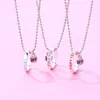 Pendant Necklaces 3 Pcs/set Alloy Letter Drop Oil Ring Forever Friends BFF Rings Trendy Gifts For Sisters Children Dropship