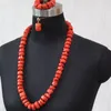 Halsband örhängen set bröllop nigeria 2 lager 13mm 32 tum afrikanska pärlor brud smycken orange verklig korall 2023