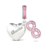 För Pandora Charms Authentic 925 Silver Peads Stitch Bead Pink Rose Farterfly Heart-Shaped B Armband