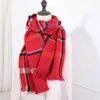 Cachecóis Feminino Xadrez Caxemira Senhoras Menina Capas Inverno Quente Macio Pashmina Xales Retângulo Envoltórios Vermelho Feminino Tecido Rosa Lenço Longo