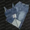 Metall Abzeichen Kleid Denim Weste Sets Für Frauen Mode Sexy Cropped Tank Top Designer Röcke 2PCS Set