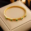 Bangle 316L Stainless Steel Jewelry Green White Heart Charm Bracelets For Women Golden Crystal Cubic Zirconia Bangles