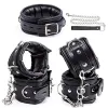 Leather Padded Hands Cuff Ankle Cuffs Neck Collar Set BDSM Bondage Retraint Cosplay Costume Accessories Roleplay