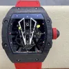 27-03 Роскошные классические мужские часы, механизм с турбийоном, корпус из углеродного волокна NTPT, наручные часы montre de luxe
