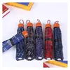 Umbrellas Portable Threefolding Uv Protection Plaid Umbrella 8 Bone Wind Resistant Rainproof Men Women Folding Drop Delivery Home Ga Dha2A