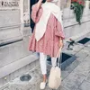 T-shirt casual islamiska kläder muslimska lösa tunika damer kaftan blusas pläd topps 2023 våren zanzea elegant kvinnor blus femme kemis